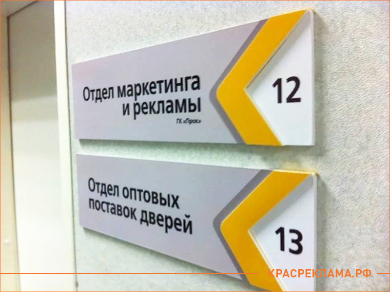 Офисные таблички в Красноярске для офиса на дверь, цена